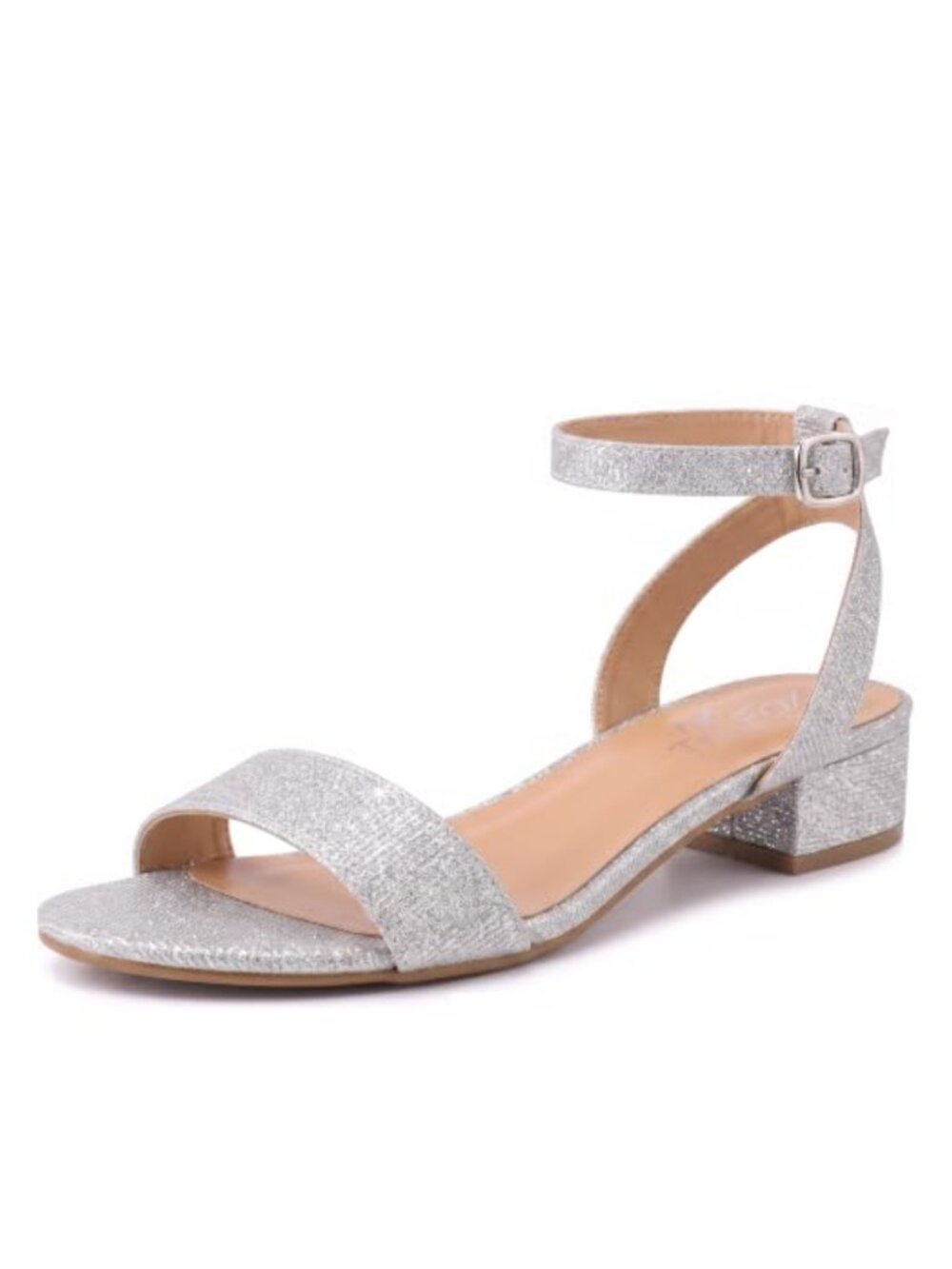 Faux Leather Open Toe Ankle Strap Low Block Heel Dress Sandal